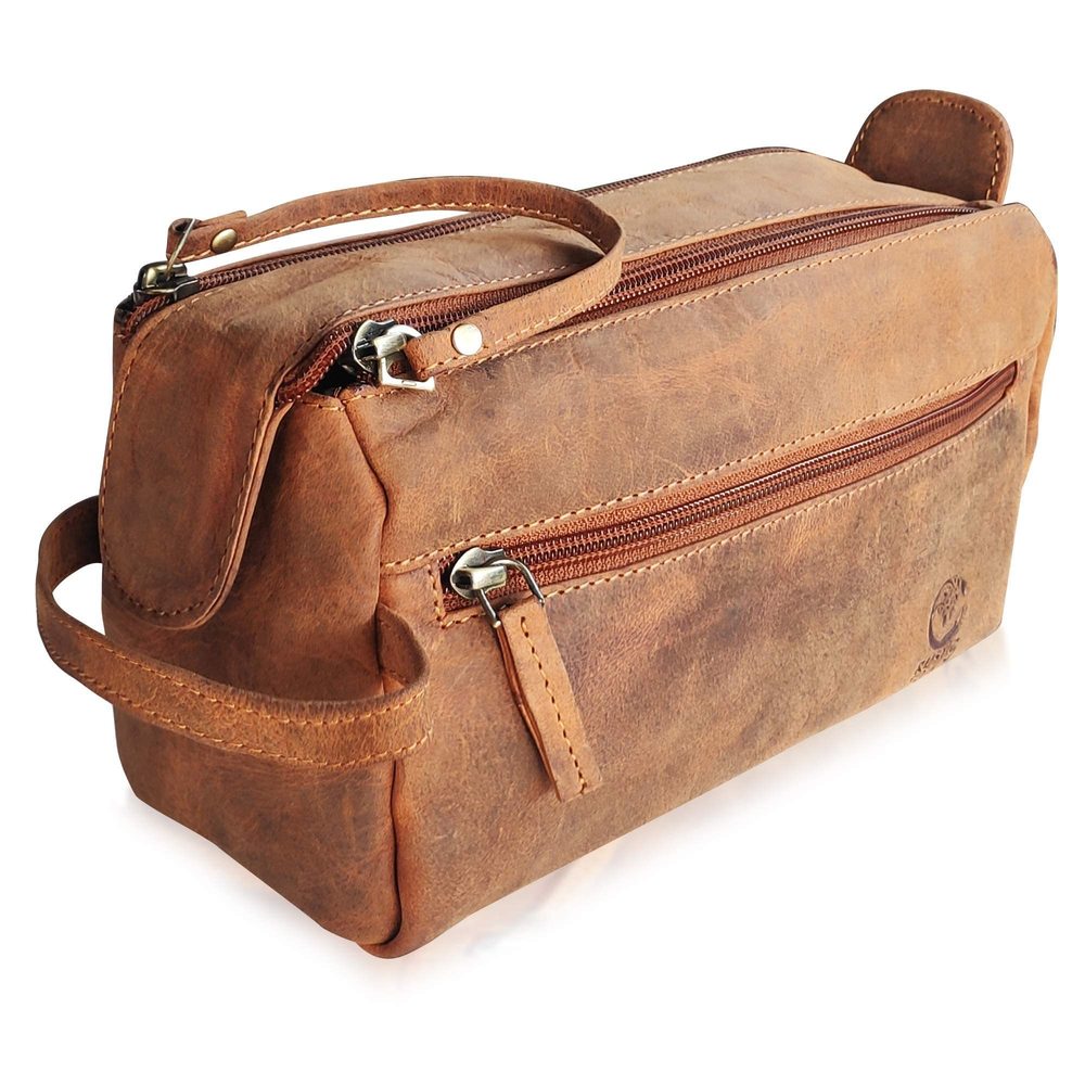 Leather Toiletry Bag – Stylish & Durable Dopp Kit With Water Resistant Lining❤️